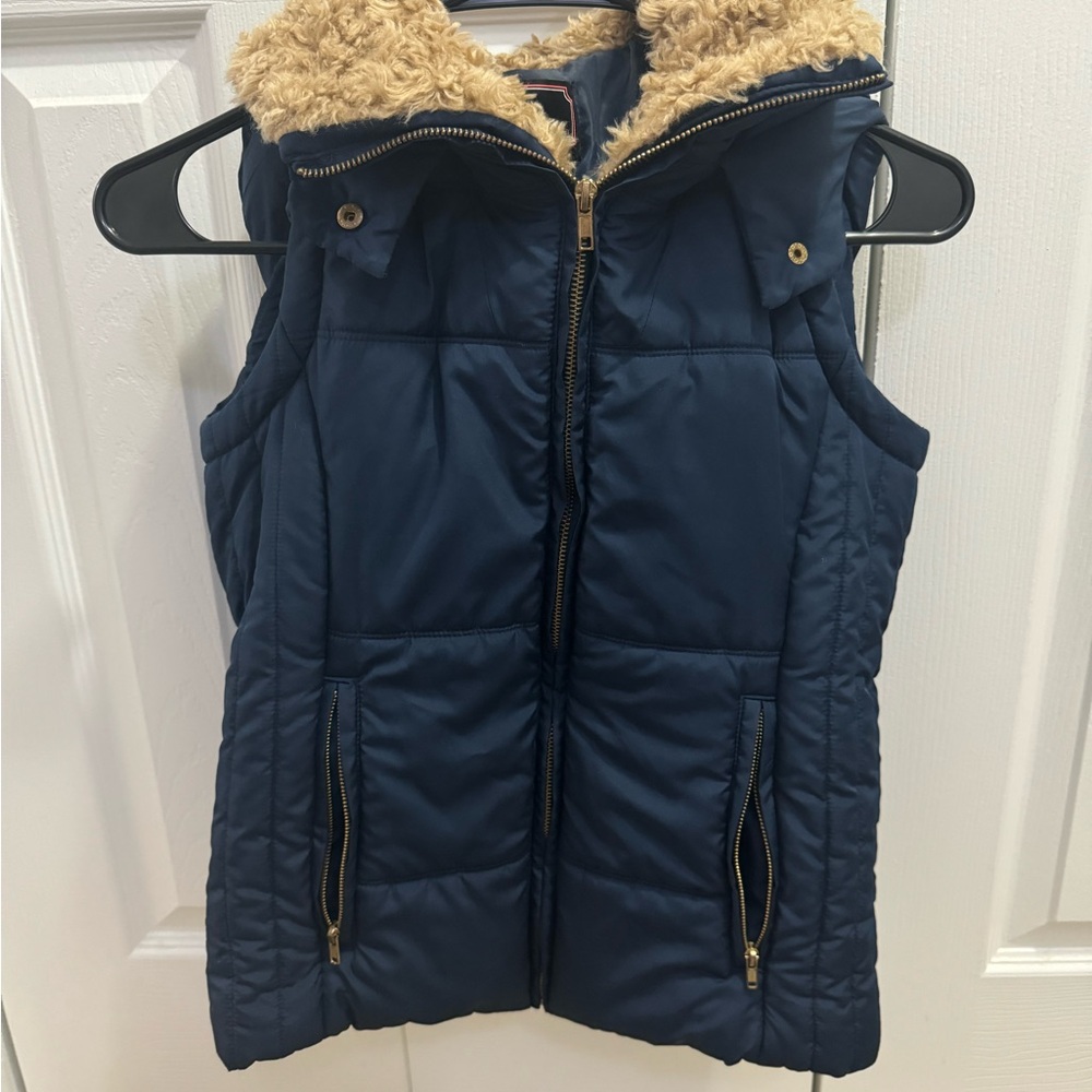 Navy Jacket with Faux Fur Collar